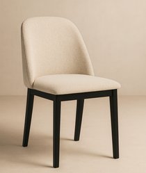 Krzesło drewniane AVERO 82x45x45 cm drewniane bukowe tapicerowane do jadalni czarne beżowe siedzenie - Miniaturka zdjęcia nr 1