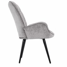 Fotel uszak tapicerowany wypoczynkowy 69x63x89 cm do salonu biura nogi czarne, szenil jasnoszary - Miniaturka zdjęcia nr 5