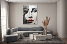 Obraz Do Sypialni Nowoczesny PORTRET Kobiety Czerwone Usta Beton 80x120cm - Miniaturka zdjęcia nr 7