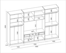 Meblościanka 350x53x227 cm Scandi z pojemnymi szafami i półkami dąb carpenter whisky do salonu - Miniaturka zdjęcia nr 7