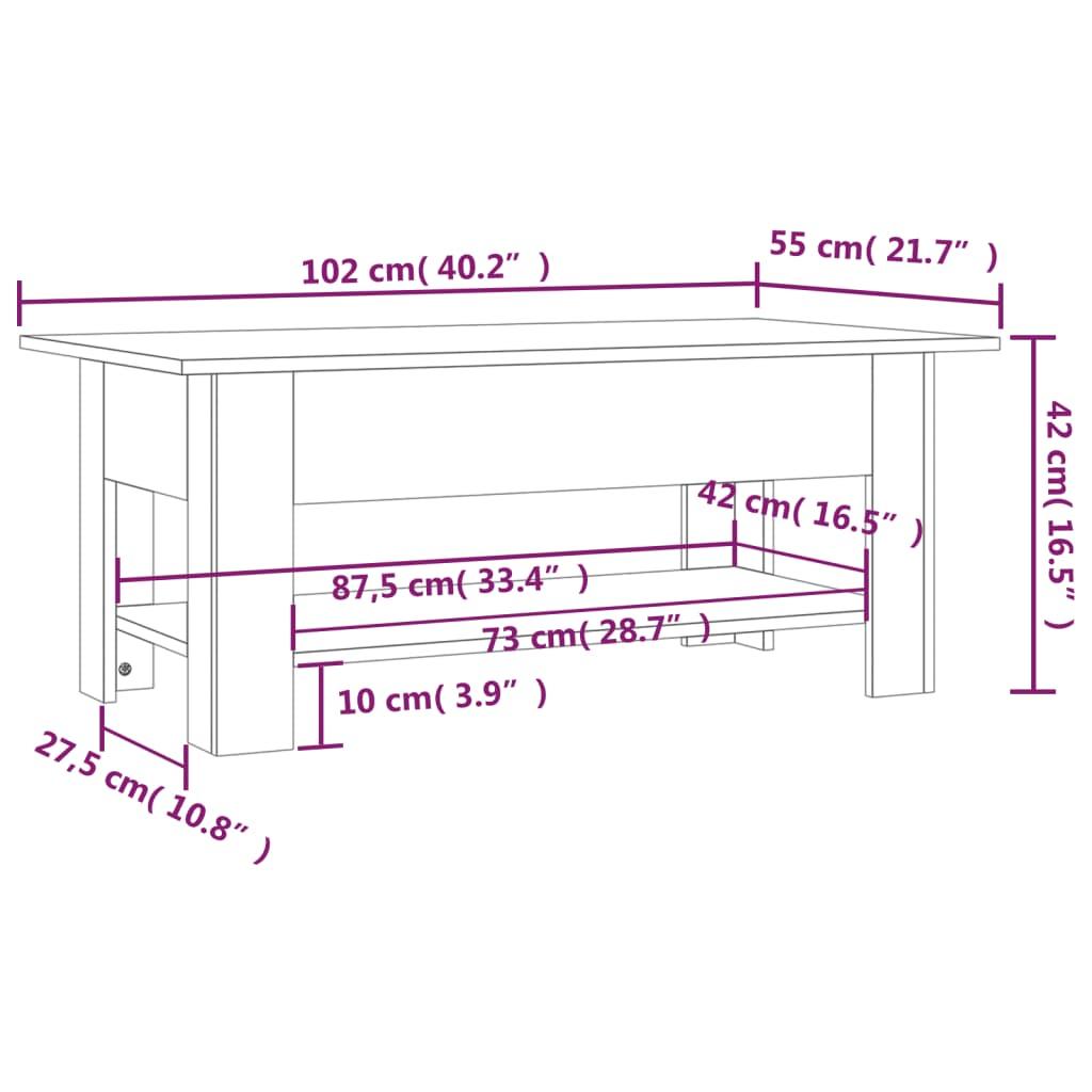 Stolik kawowy 102x55x42 cm z dolną półką dąb sonoma do salonu nr. 7