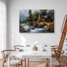 Obraz Na Płótnie Krajobraz Drewniany Domek W Górach 30x20 Krajobraz Nowoczesny - Miniaturka zdjęcia nr 4