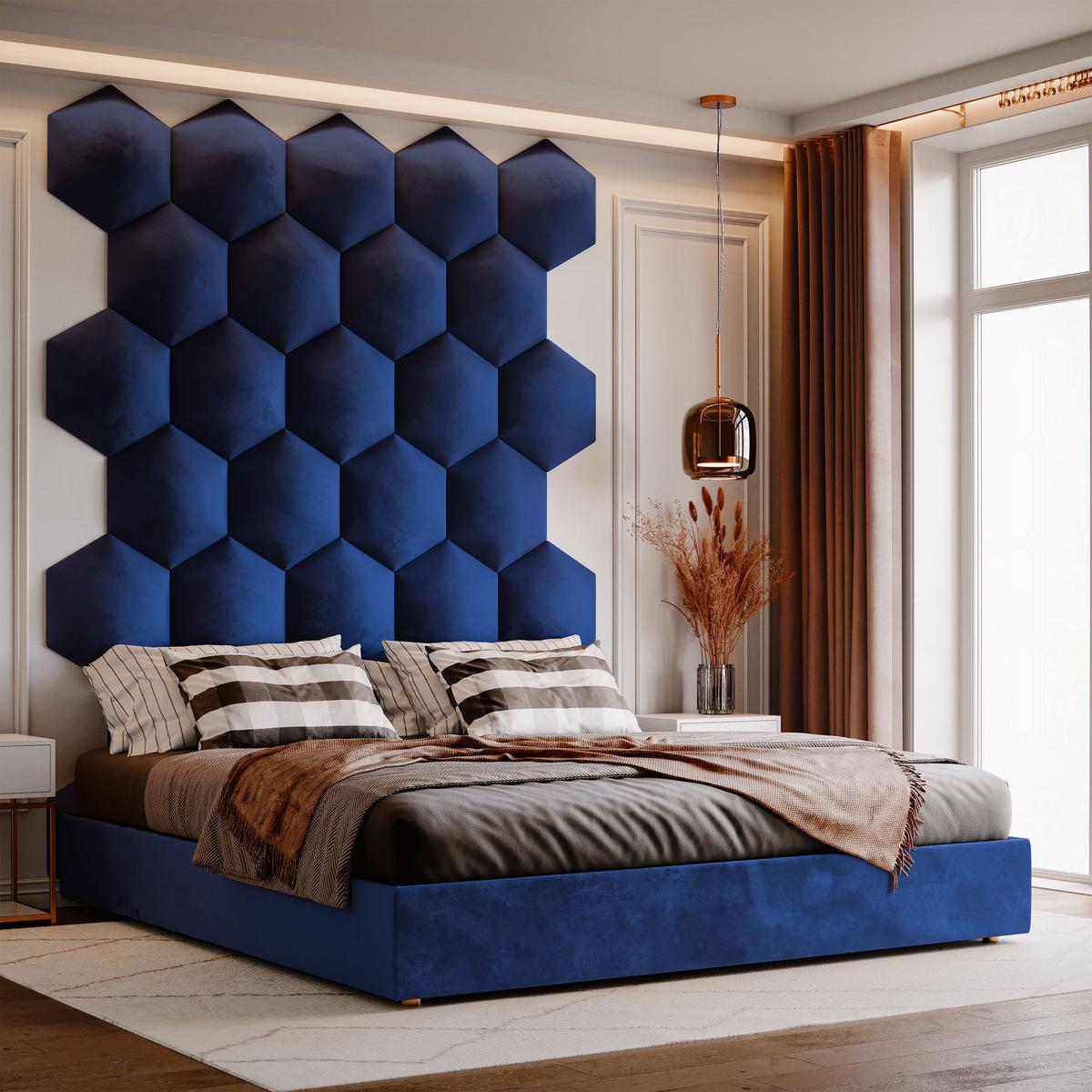 Panele tapicerowane 35x40 hexagon magic velvet granatowy nr. 3