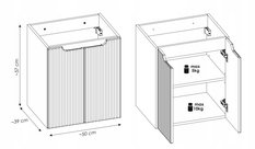 Szafka NOVA 50 cm pod umywalkę do łazienki ryflowany front biała  - Miniaturka zdjęcia nr 6
