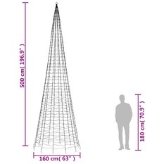  Choinka z lampek, na maszt, 1534 niebieskie LED, 500 cm - Miniaturka zdjęcia nr 10