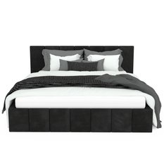 Łóżko tapicerowane 160x200 premium z pojemnikiem do sypialni czarne wezgłowie 107 cm - Miniaturka zdjęcia nr 9