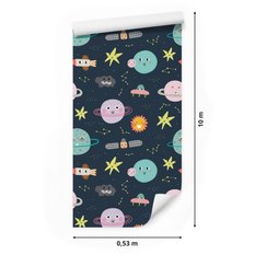 Tapeta Dziecięca KOSMOS Planety Gwiazdki Rakiety 53x1000 - Miniaturka zdjęcia nr 2