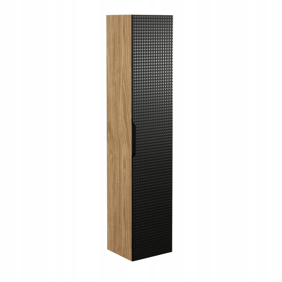 Słupek Łazienkowy 170 cm CZARNY WYSOKI Wiszący Dąb Front 3D MDF LUXOR