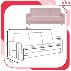 Wersalka ALICJA 212x100 cm różowa rozkładana kanapa z pojemnikiem tapczan do salonu Trinity - Miniaturka zdjęcia nr 9