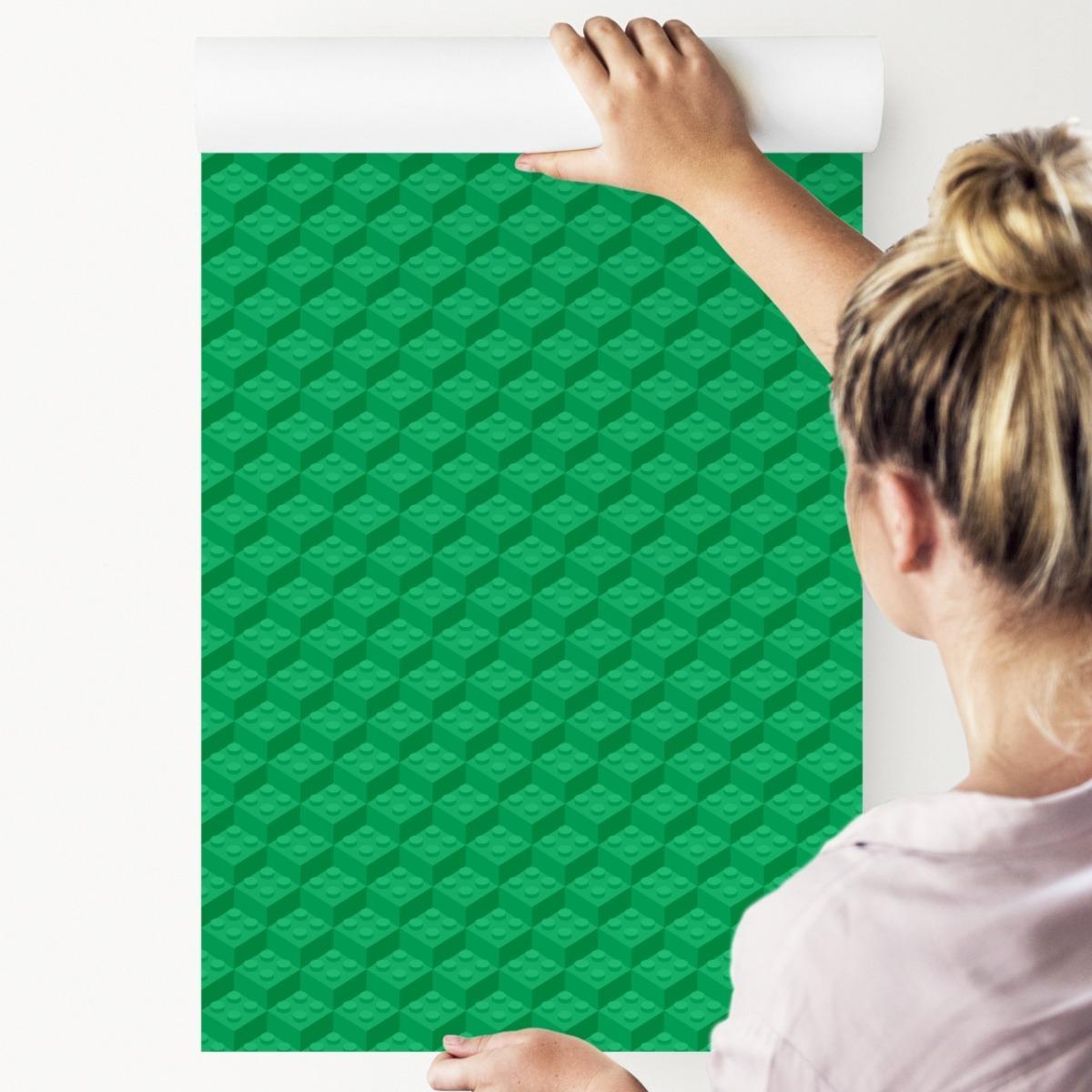 Tapeta Dla Dziecka Kwadratowe ZIELONE Klocki Lego  nr. 7