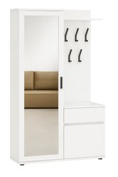 Garderoba do przedpokoju DUO 190x108x40 cm z lustrem wieszakami szafka na buty biały mat  - Miniaturka zdjęcia nr 2