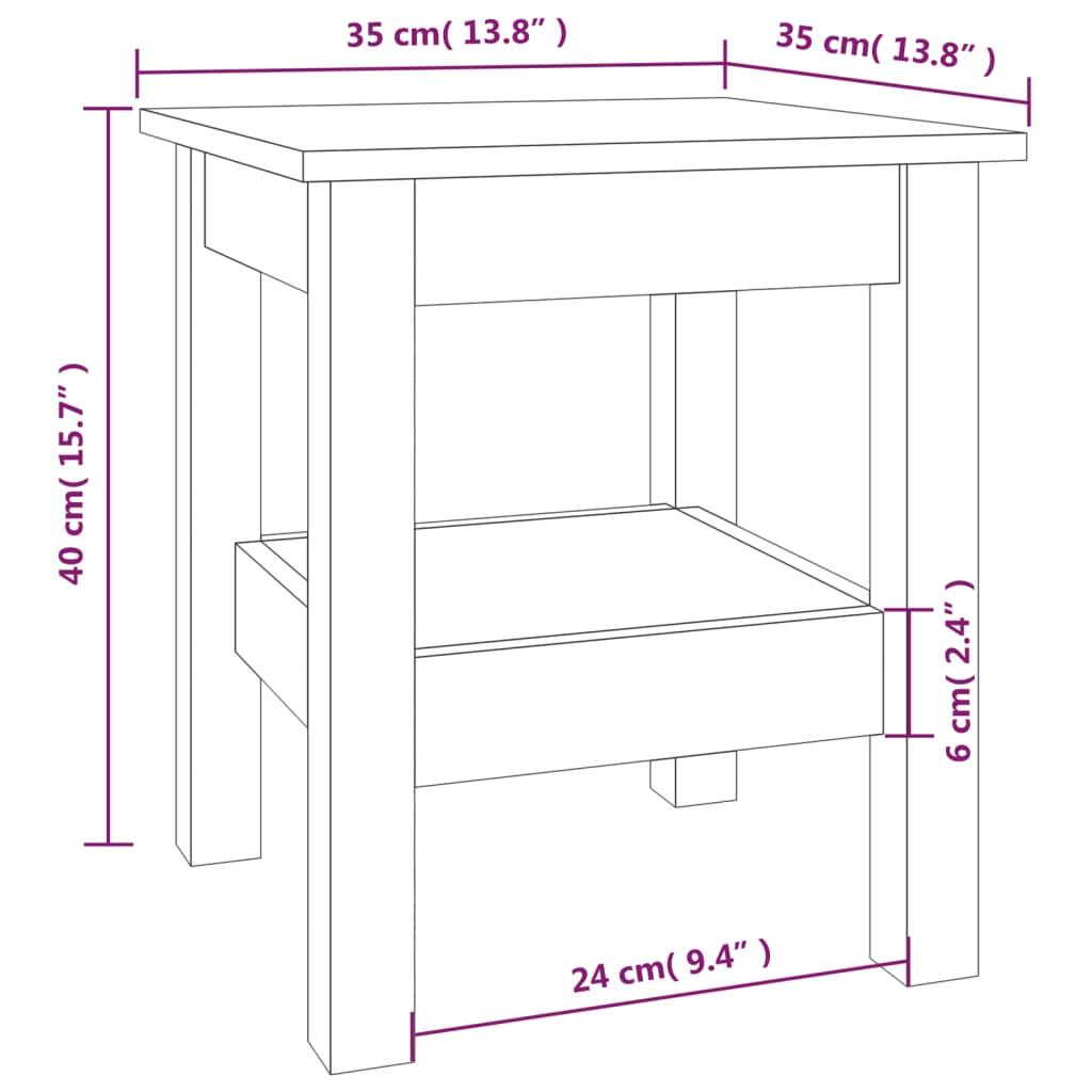 Stolik kawowy 35x35x40 cm z pojemną półką z litego drewna sosnowego biały  do salonu nr. 7