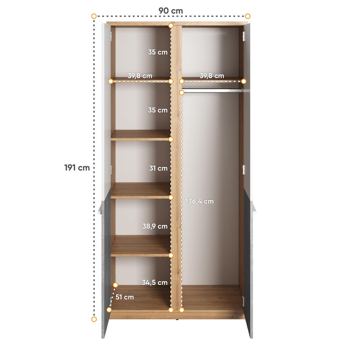 Szafa otwierana Plano 90 cm do sypialni przedpokoju garderoby nash dąb nr. 4