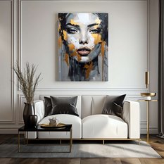 Obraz Do Salonu Złoty PORTRET Twarz Usta 80x120cm - Miniaturka zdjęcia nr 5