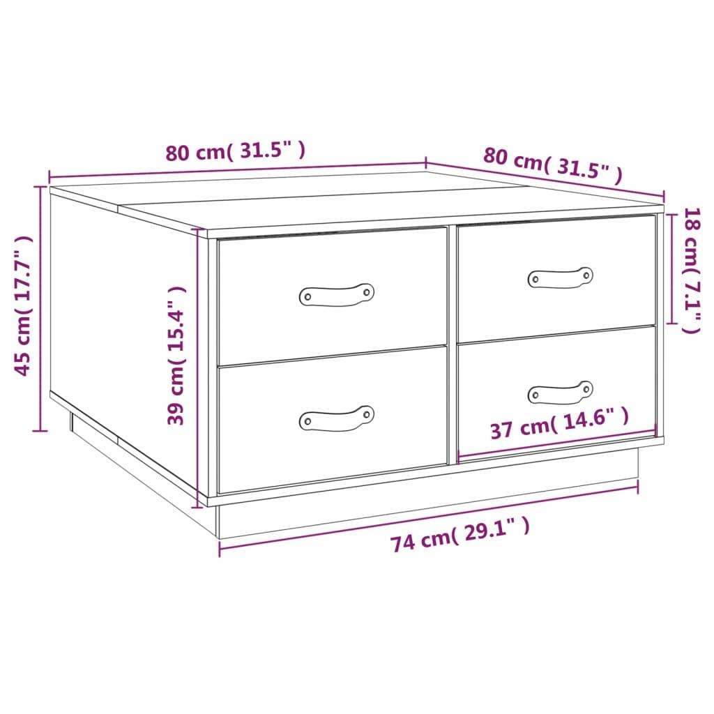 Stolik kawowy 80x80x45 cm  z pojemnymi szufladami z litego drewna sosnowego szary do salonu nr. 9