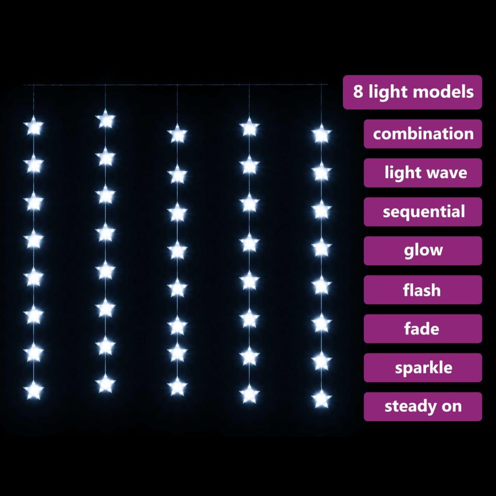 Zasłona świetlna gwiazdki 200 LED 8 funkcji zimna biel do salonu nr. 3