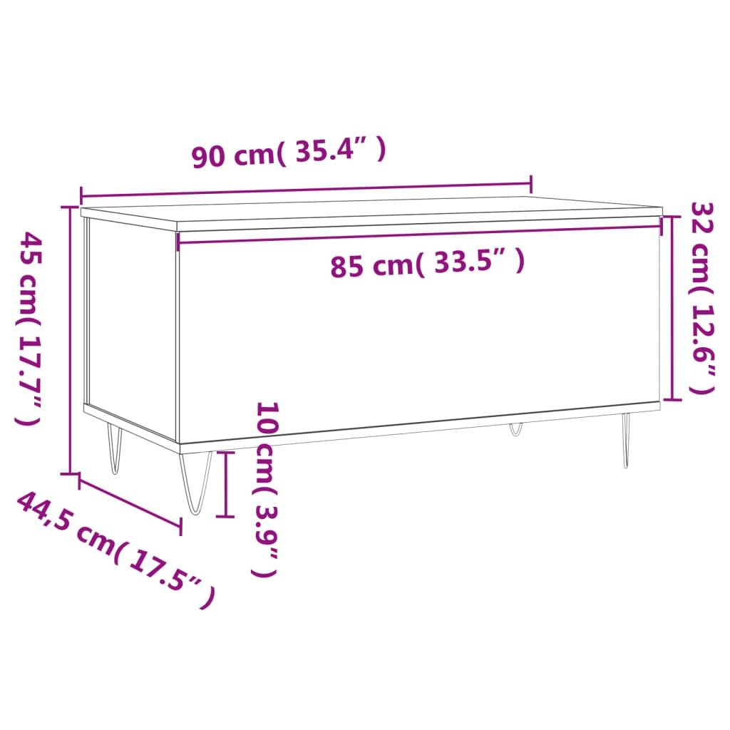 Stolik kawowy 90x44,5x45 cm z rozkładanym blatem ze schowkiem szarość betonu do salonu nr. 11