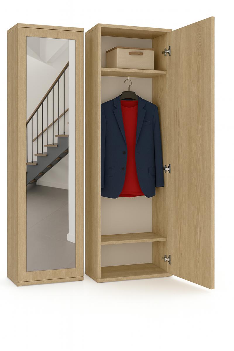 Szafa z lustrem DUO 180x50x35 cm do przedpokoju wąska dąb cremona
