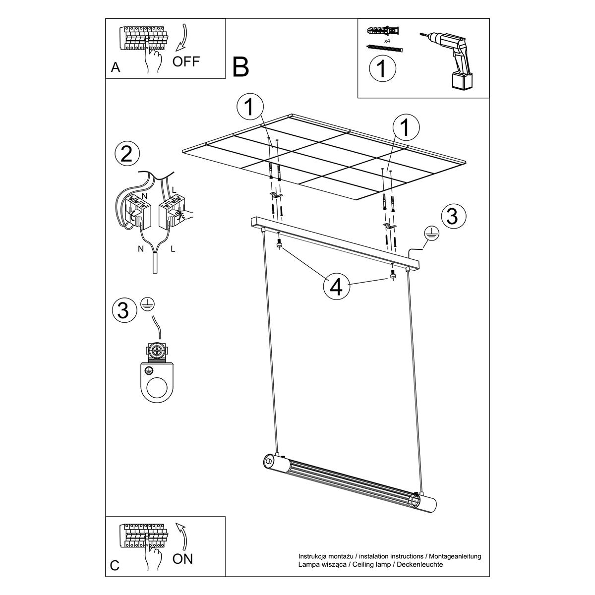 Lampa wisząca VALO czarne 150x8x105cm nowoczesna T8 do salonu nr. 8