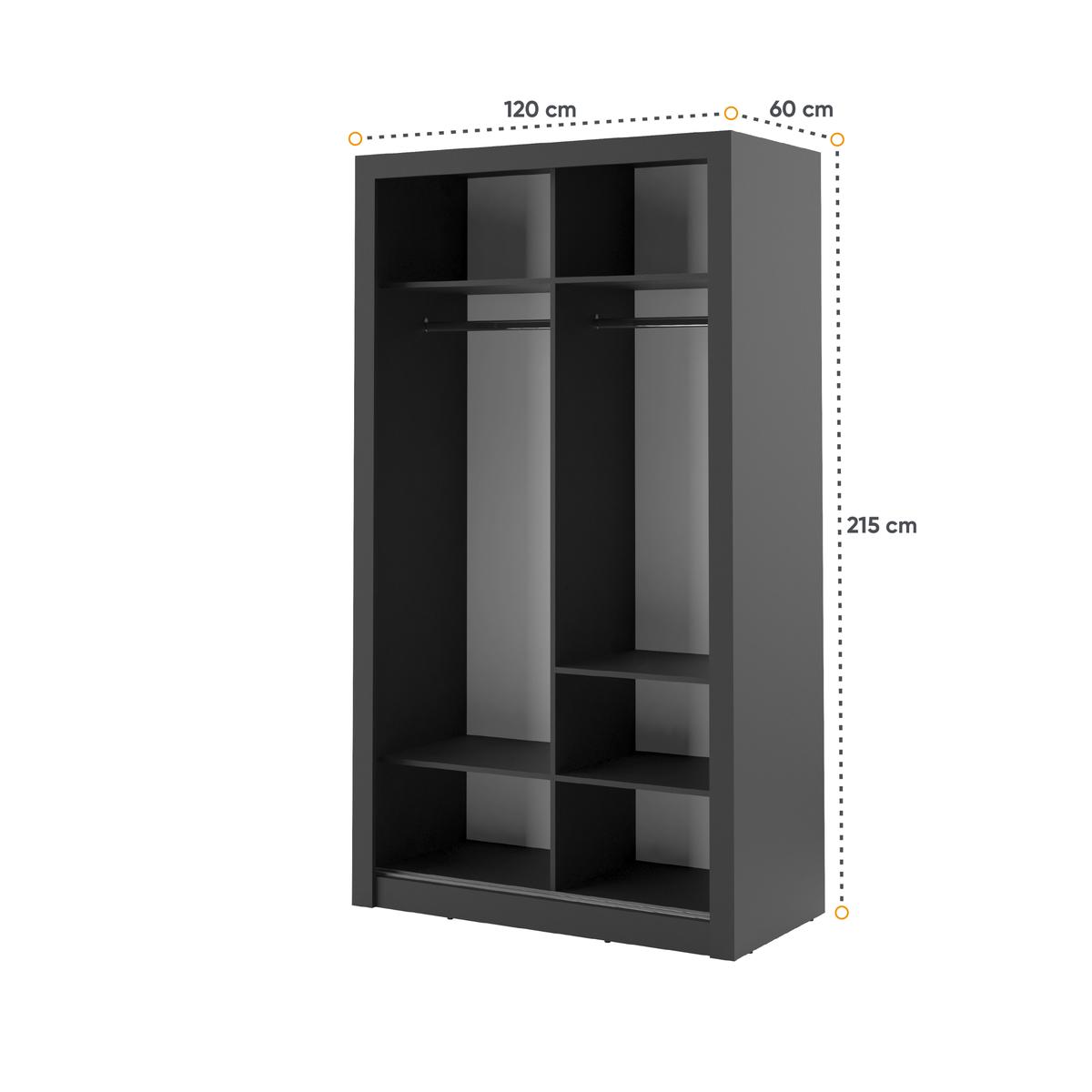 Szafa z lustrem Arti 120 cm do sypialni przedpokoju garderoby czarny nr. 6