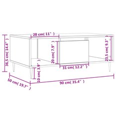 Stolik kawowy 90x50x36,5 cm z praktyczną szufladą i przestronnymi przegrodami dąb sonoma do salonu - Miniaturka zdjęcia nr 11