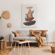 Obraz Do Salonu Skały Liście Gałązki Natura Styl Boho 80x120cm - Miniaturka zdjęcia nr 3