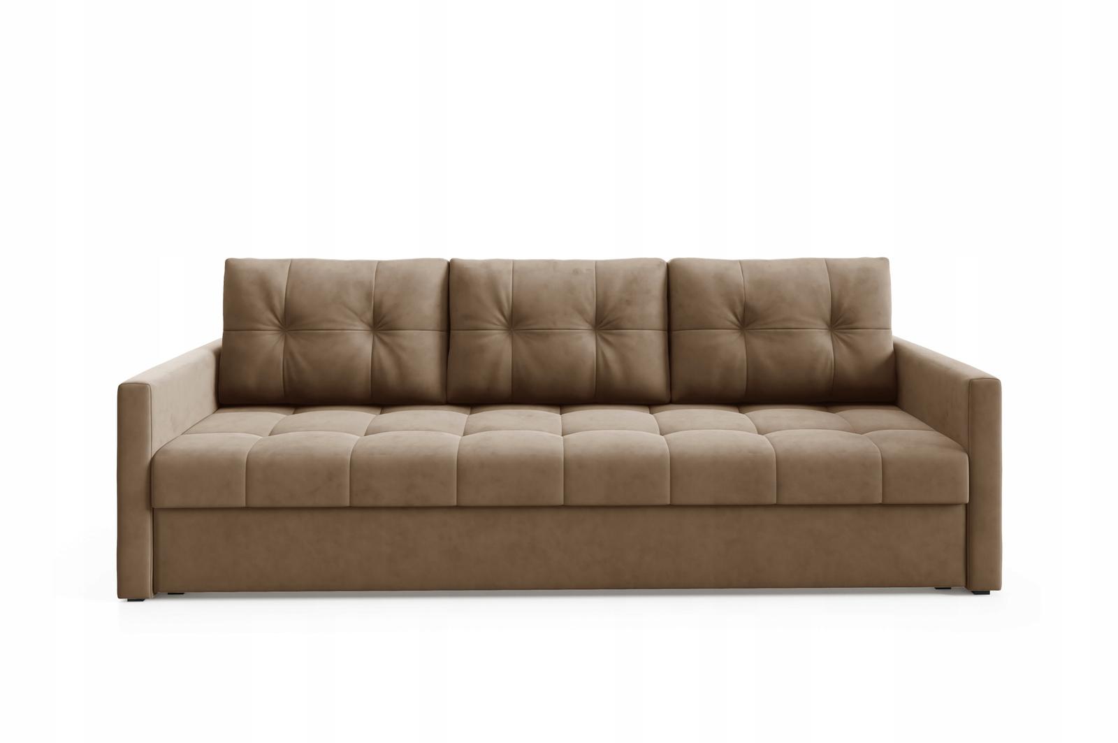 Kanapa IVIO 230x87x86 cm sofa z funkcją spania rozkładana velvet welur jasnobrązowa do salonu nr. 3