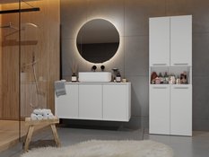 Słupek łazienkowy NEL DK 1K 171x60x30 cm szafka łazienkowa z koszem na pranie biały mat - Miniaturka zdjęcia nr 7