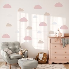 NAKLEJKA NA ŚCIANĘ DO POKOJU DZIECKA 120x60 BEŻOWO-RÓŻOWE CHMURKI - Miniaturka zdjęcia nr 2