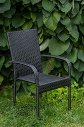 Krzesło tarasowe SOTTILE z technorattanu na balkon ogród czarny