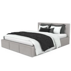 Łóżko Tapicerowane Do Sypialni 120x200 Podwójne z Pojemnikiem Szare - Miniaturka zdjęcia nr 7