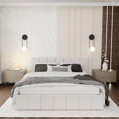 Łóżko tapicerowane 160x200 premium z pojemnikiem do sypialni kremowe wezgłowie 107 cm - Miniaturka zdjęcia nr 2