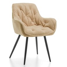 Krzesło TEDDY beżowe tapicerowane pikowane do jadalni lub salonu 