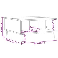 Stolik kawowy 60x60x30 cm do jadalni salonu materiał drewnopochodny czarny - Miniaturka zdjęcia nr 8