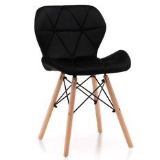Krzesło DURO czarne tapicerowane welurem pikowane do jadalni lub salonu 