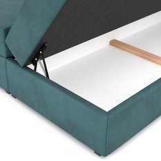 Łóżko kontynentalne 140x200x113 cm tapicerowane podwójne z materacem turkusowe - Miniaturka zdjęcia nr 13