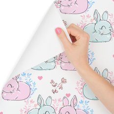 Tapeta do pokoju dziecka pastelowe króliki serca 