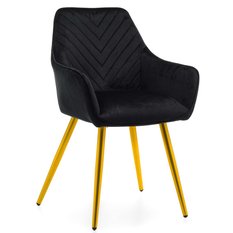 Krzesło VASTO czarne tapicerowane welurem złote nóżki do jadalni lub salonu