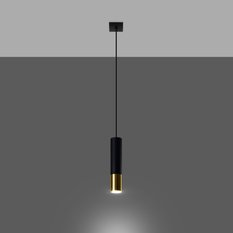 Lampa wisząca LOOPEZ 1 czarny/złoty 100x8x8cm nowoczesna G10 do salonu - Miniaturka zdjęcia nr 3