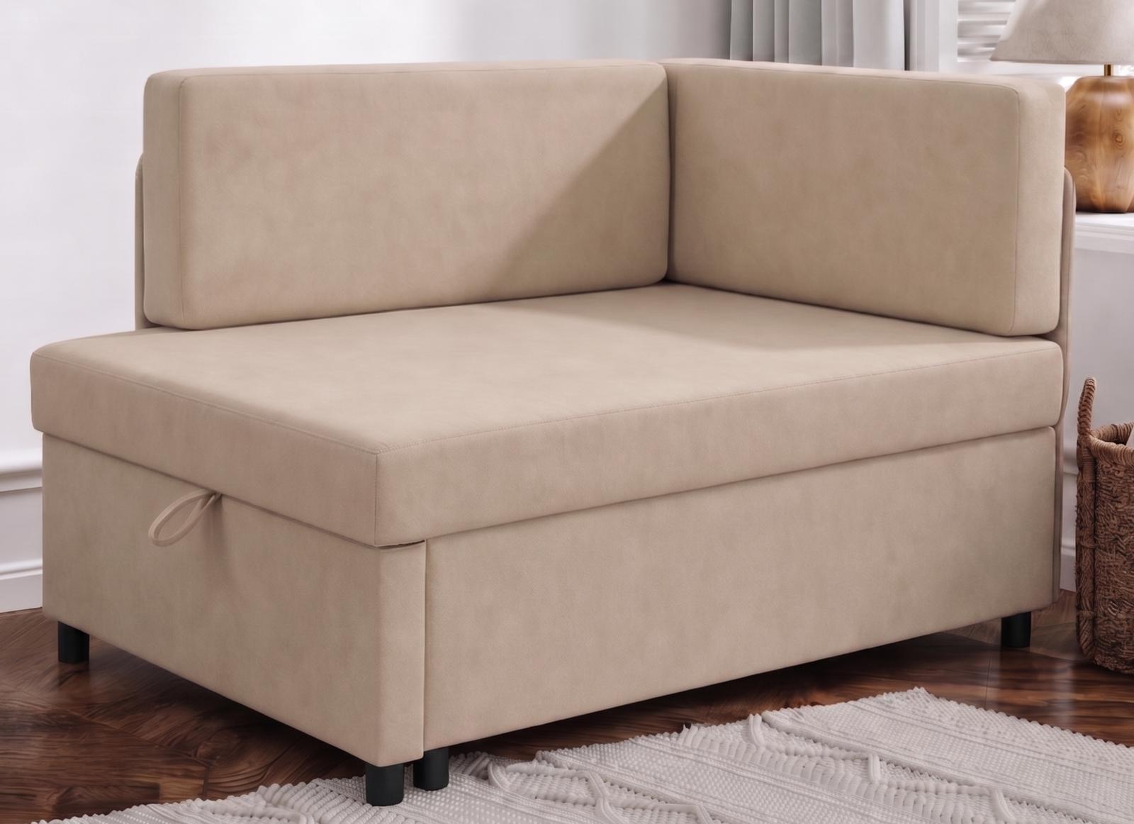 Łóżko rozkładane Viluś 106x75x80 cm narożnik jednoosobowy do pokoju z funkcją spania i przechowywania dla dzieci beżowy