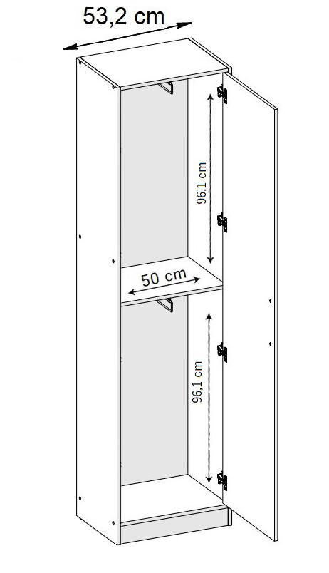 Szafa otwierana Roj 53x39x205 cm z lustrem do sypialni garderoby biała  nr. 2