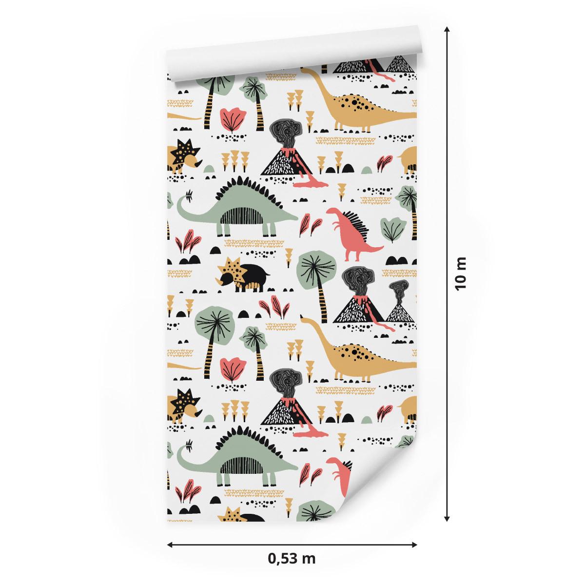 Tapeta Do Pokoju Dziecka Wulkany DINOZAURY Liście  nr. 2
