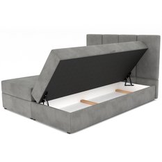 Łóżko kontynentalne 180x200x113 cm tapicerowane podwójne z materacem szare - Miniaturka zdjęcia nr 11
