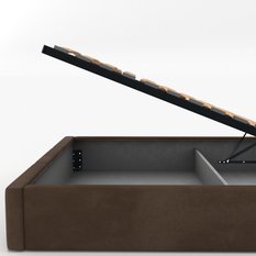 Łóżko Pojedyncze 90x200cm łóżko tapicerowane z pojemnikiem brązowe do sypialni wezgłowie 120 cm - Miniaturka zdjęcia nr 10