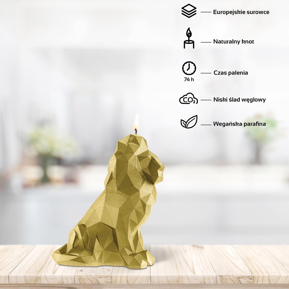 Świeca Lion Low-Poly Classic Gold nr. 2