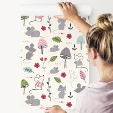 Tapeta Do Pokoju Dziecka MYSZKI Liście Kwiatki 53x1000  - Miniaturka zdjęcia nr 8