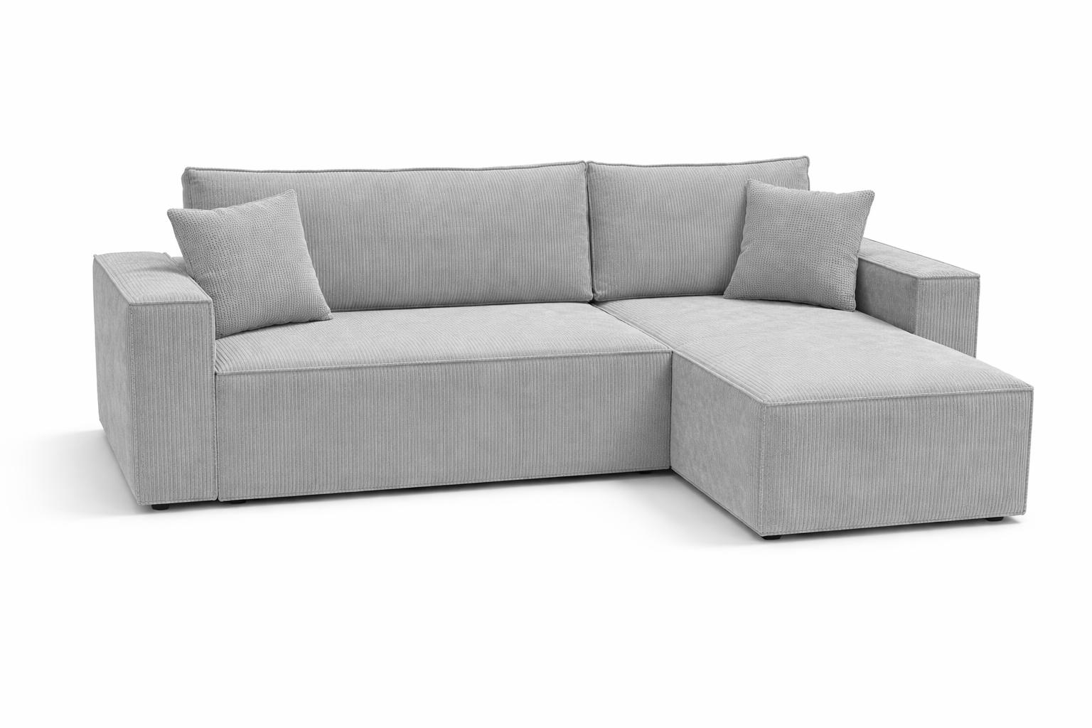 Narożnik Modena 230x52x130 cm z funkcją spania i pojemnikiem sztruks szary do salonu nr. 2
