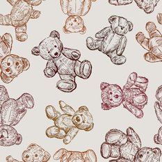 Tapeta Do Pokoju Dzieci Szkicowane PLUSZOWE Misie  - Miniaturka zdjęcia nr 3