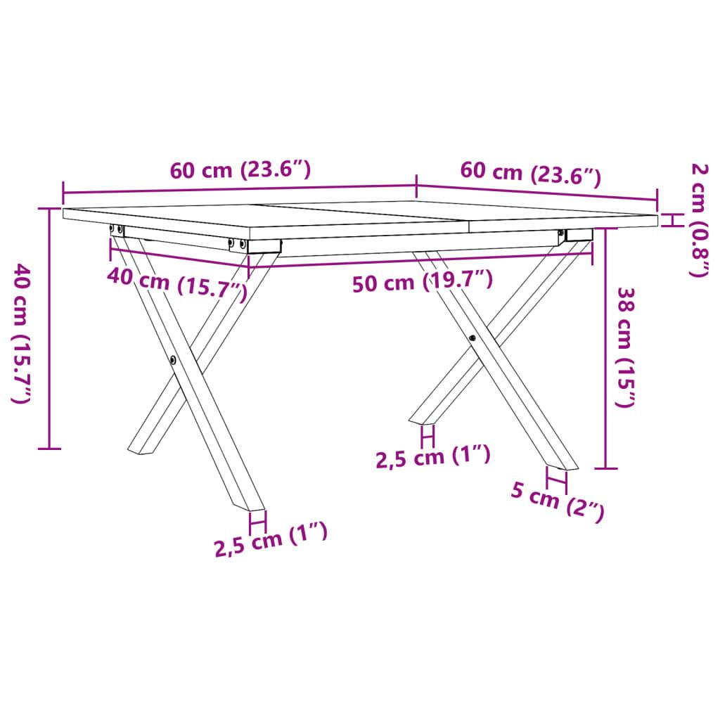 Stolik kawowy 60x60x40 cm nogi w kształcie litery X lite drewno do salonu nr. 10