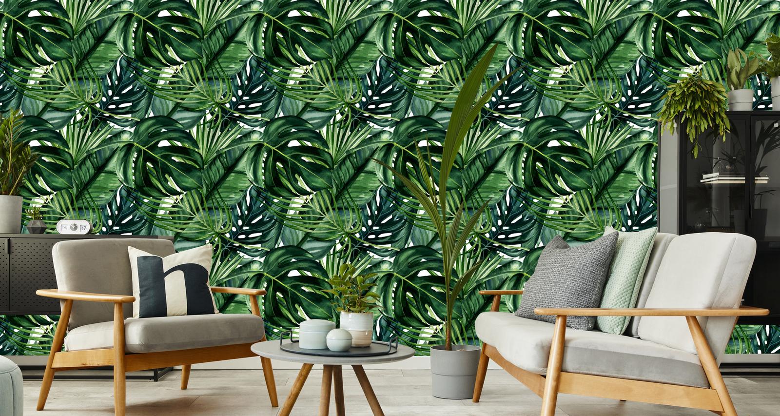 Tapeta Do Salonu Egzotyczne LIŚCIE Rośliny Monstera Palmy Bananowiec  nr. 10